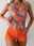 Women's Swimwear Tankini 2 Piece Boy Leg Swimsuit Backless High Waist Vacation Beach Wear Leaves Halter Neck Sleeveless Bathing Suits