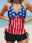 Women's Swimwear Tankini 2 Piece Swimsuit American Flag Print Vacation Bathing Suits