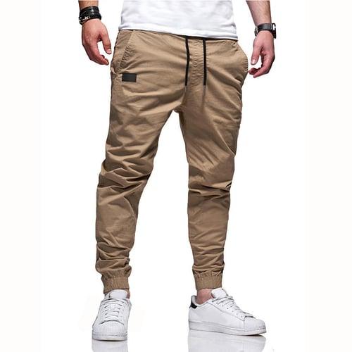 Men's Cargo Pants Cargo Trousers Joggers Trousers Casual Pants Drawstring Elastic Waist Elastic Cuff Plain Sports Outdoor Running Streetwear Workout ArmyGreen Black