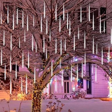 Meteor Shower Rain Lights 8pcs 30cm Tubes Outdoor 11.8inch Icicle Snowfall Light for Christmas Decoration LED Decoration Falling Drop String Light