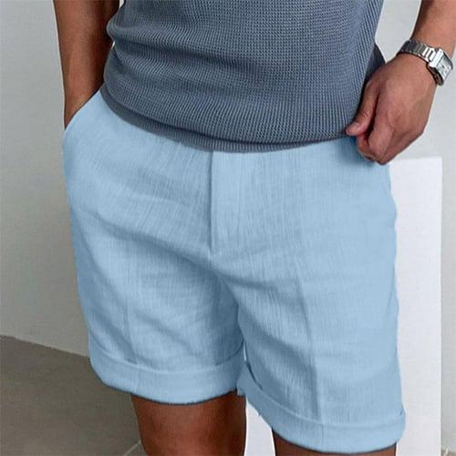 Men's Shorts Linen Shorts Dress Shorts Summer Shorts Beach Shorts Zipper Plain Comfort Breathable Short Outdoor Daily Streetwear Stylish Casual Black White Inelastic