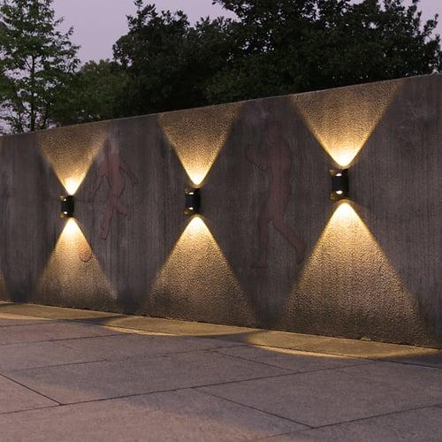 2pcs Solar Wall Lamp 2 Modes Lighting Outdoor Waterproof Up and Down Luminous Lighting Garden Decoration Solar Light Stair Fence Solar Landscape Lights