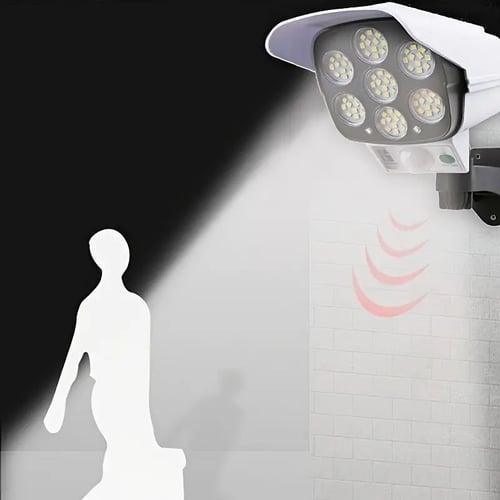 LED Solar Wall Light Outdoor Simulation Monitor Lamp Solar Powered Garden Light with Human Body Sensor Home Surveillance Simulation Smart Outdoor Street Light Suitable for Garden Gates