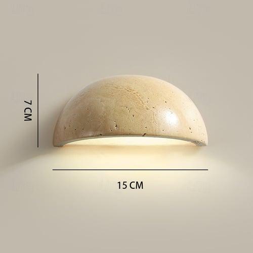 LED Indoor Wall Lights Warm White 15cm Modern Natural Stone Wall Sconce Half Moon Marble Wall Light Fixture G4 for Bedroom Hallway Kitchen 110-240V