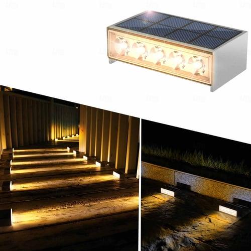 Outdoor Waterproof Solar Wall Lamp - Warm White & White Light 5 LEDs for Balcony, Steps, Deck, Porch and Fence Lighting 1pc