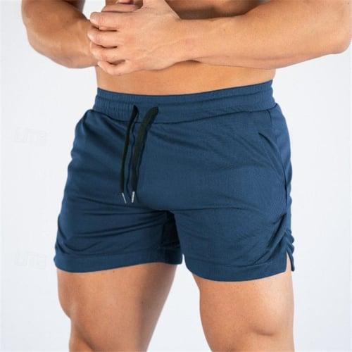 Men's Athletic Shorts Running Shorts Gym Shorts Drawstring Side Pockets Split Solid Colored Breathable Quick Dry Outdoor Athletic Beach Casual Shorts Black White Micro-elastic