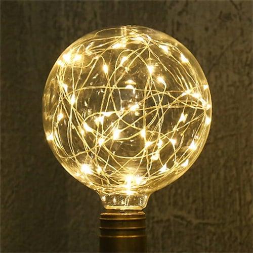 4pcs LED Globe Fairy Light Bulbs Starry Decorative Vintage Filament String Lights E26 E27 Festival Decorative 3W G95 2700K Warm White for Bathroom Bedroom Living Room