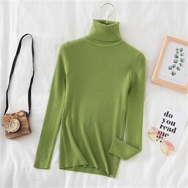 Women's Pullover Sweater Jumper Basic Casual Solid Color Ribbed Turtleneck Knitted Thin Long Sleeve Knit Daily Black White Fall Winter