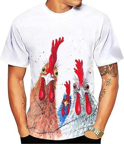 Men's Animal Graphic Prints Chicken T shirt Funny T Shirts Short Sleeve T shirt 3D Print Round Neck Shirt Cute Designer Cartoon Daily Holiday A B C Summer Clothing Apparel S M L XL XXL 3XL 4XL