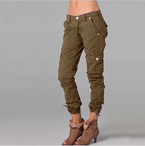 Women's Normal Cargo Pants Slacks Pants Trousers Chic & Modern Casual / Sporty Ankle-Length Mid Waist Plain Pocket Comfort Inelastic Sports Weekend ArmyGreen Black Deep Blue Khaki Summer Spring