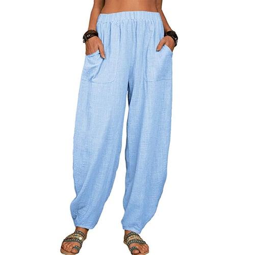 Women's Baggy Pants Harem Pants Comfort Solid Color Pocket Elastic Waist Causal Black White Army Green Dark Navy Summer Spring Fall